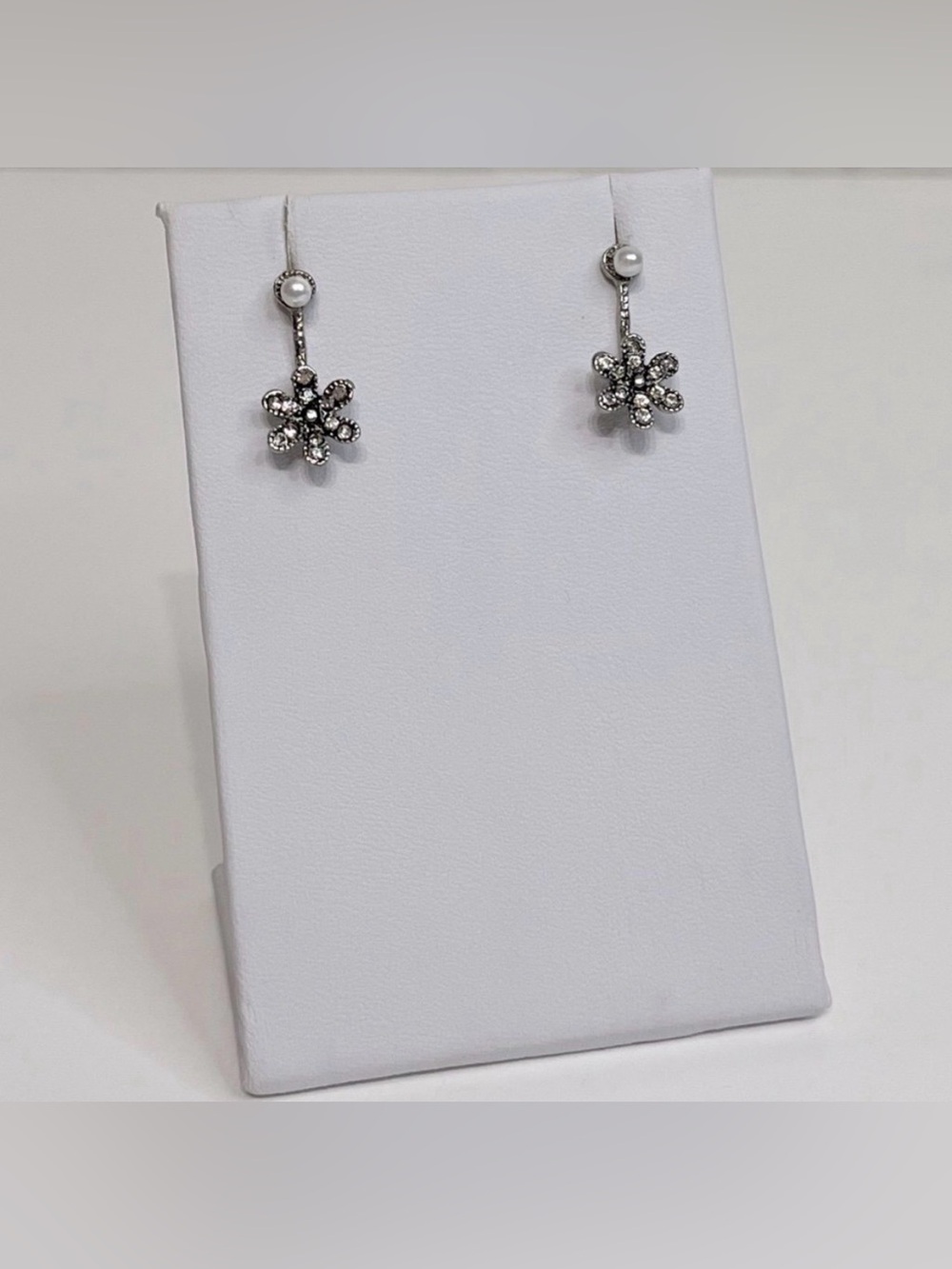 NEW Crystal & Pearl Flower Drop Earrings